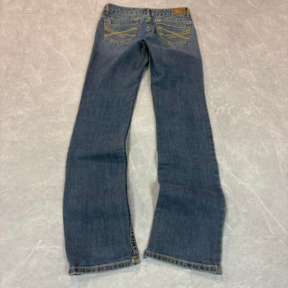 Aeropostale blue low rise bootcut jeans with gold stitching #denim
